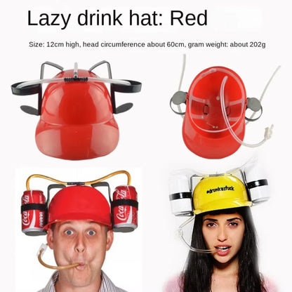 Fast Delivery Lazy Creative Beer Beverage Hat Birthday Party Outdoor Beer Hat Lazy Drinking Beverage Helmet Headgear