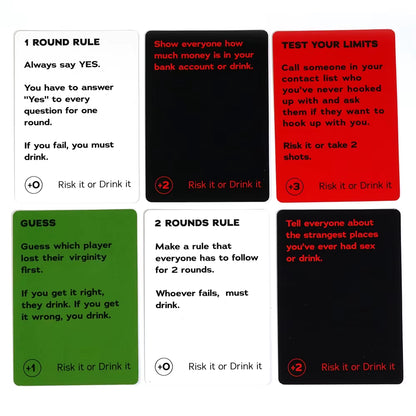 Risk It or Drink It Fun Party Game for College Card Game Drinking Game Pregame Night Hilarious Dares Challenges Questions Adults