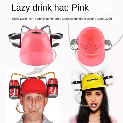 Fast Delivery Lazy Creative Beer Beverage Hat Birthday Party Outdoor Beer Hat Lazy Drinking Beverage Helmet Headgear