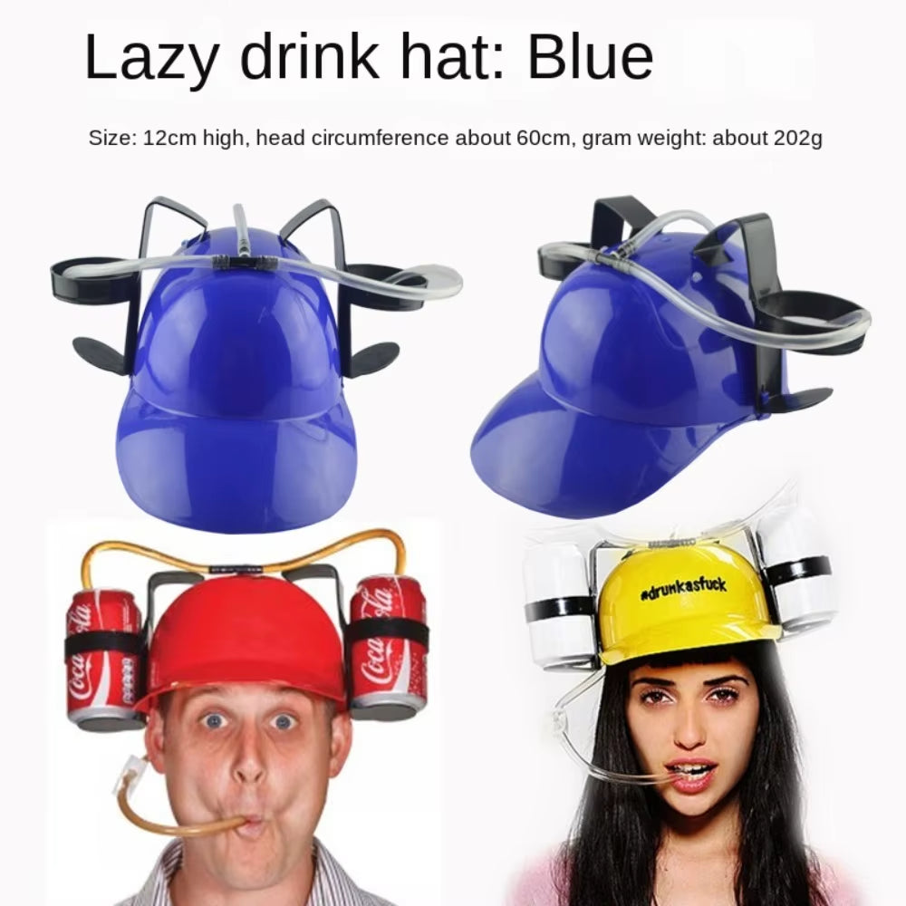 Fast Delivery Lazy Creative Beer Beverage Hat Birthday Party Outdoor Beer Hat Lazy Drinking Beverage Helmet Headgear