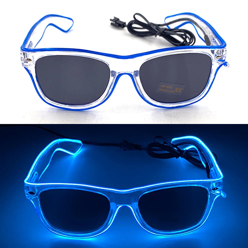 1PC Light up LED Glasses Glow Sunglasses EL Wire Neon Glasses Glow in the Dark Party Supplies Neon Party Favors for Kids Adults