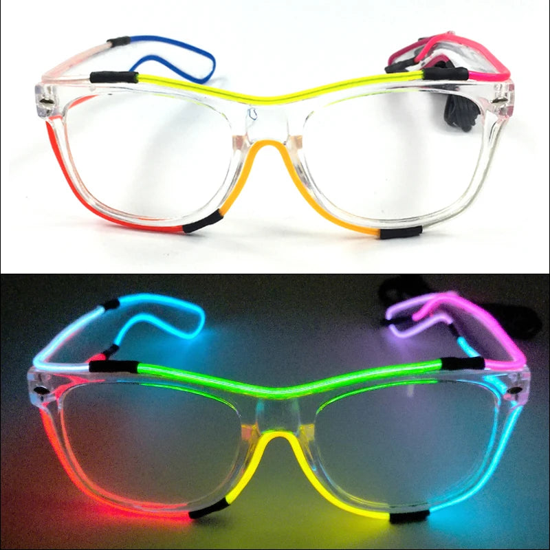 1PC Light up LED Glasses Glow Sunglasses EL Wire Neon Glasses Glow in the Dark Party Supplies Neon Party Favors for Kids Adults