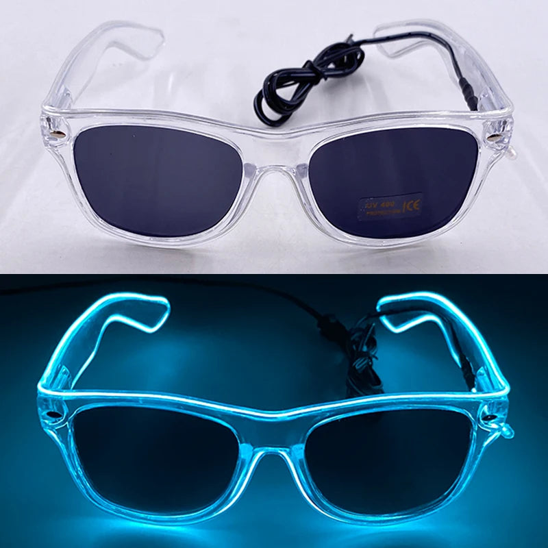 1PC Light up LED Glasses Glow Sunglasses EL Wire Neon Glasses Glow in the Dark Party Supplies Neon Party Favors for Kids Adults