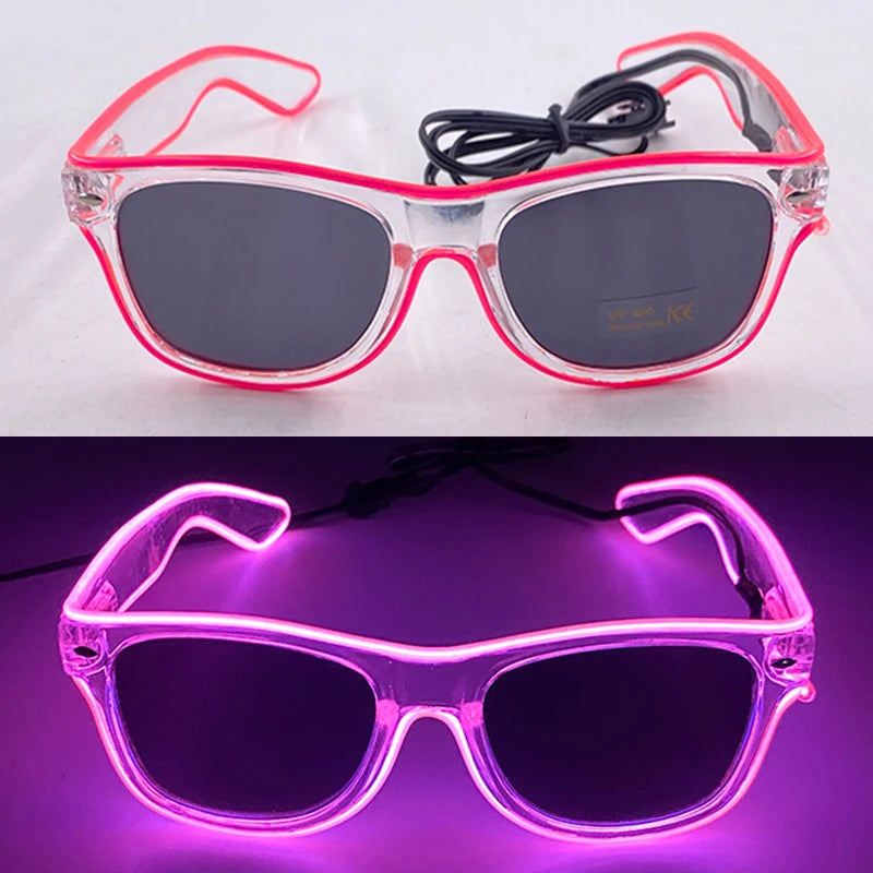 1PC Light up LED Glasses Glow Sunglasses EL Wire Neon Glasses Glow in the Dark Party Supplies Neon Party Favors for Kids Adults