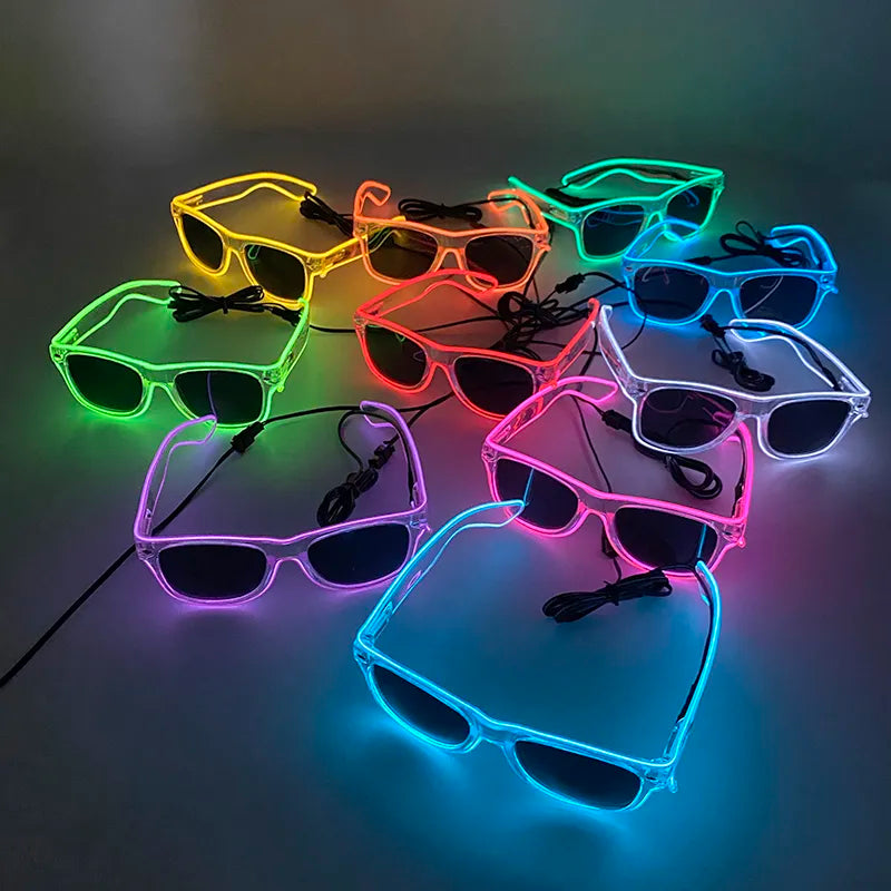 1PC Light up LED Glasses Glow Sunglasses EL Wire Neon Glasses Glow in the Dark Party Supplies Neon Party Favors for Kids Adults