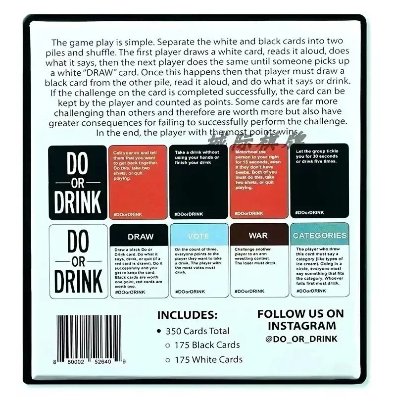 DO or DRINK Drunk Card Adult Party Funny Board Game for Adult Birthday/ Drinks Strategy Party/ Camping Game Cards Halloween Prop