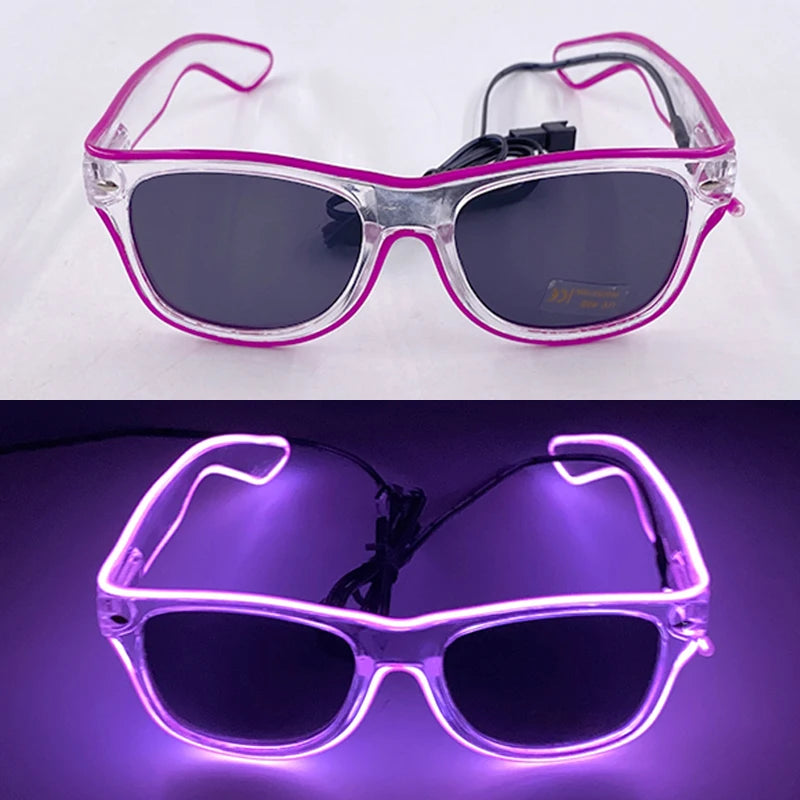 1PC Light up LED Glasses Glow Sunglasses EL Wire Neon Glasses Glow in the Dark Party Supplies Neon Party Favors for Kids Adults