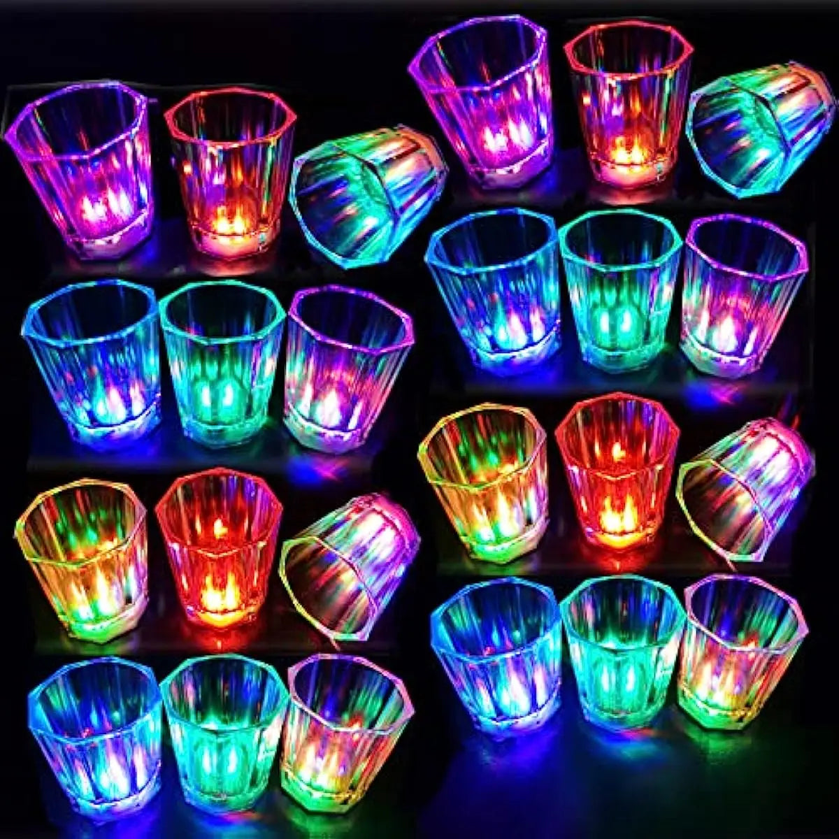 6/12/24Pcs LED Glowing Glasses Cup Light up Shot Cup LED Flash Drinking Glasses Light up Shot Glasses for Party Glow in the Dark