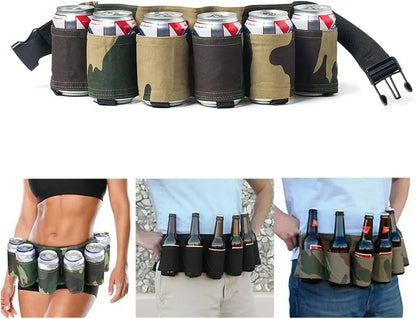 Beer Belt Holster, Beer Soda Bottle Holder Belts, Drink Can Holder, Adjustable Waist Pack Bag, Holds 6 Cans, Perfect for Parties